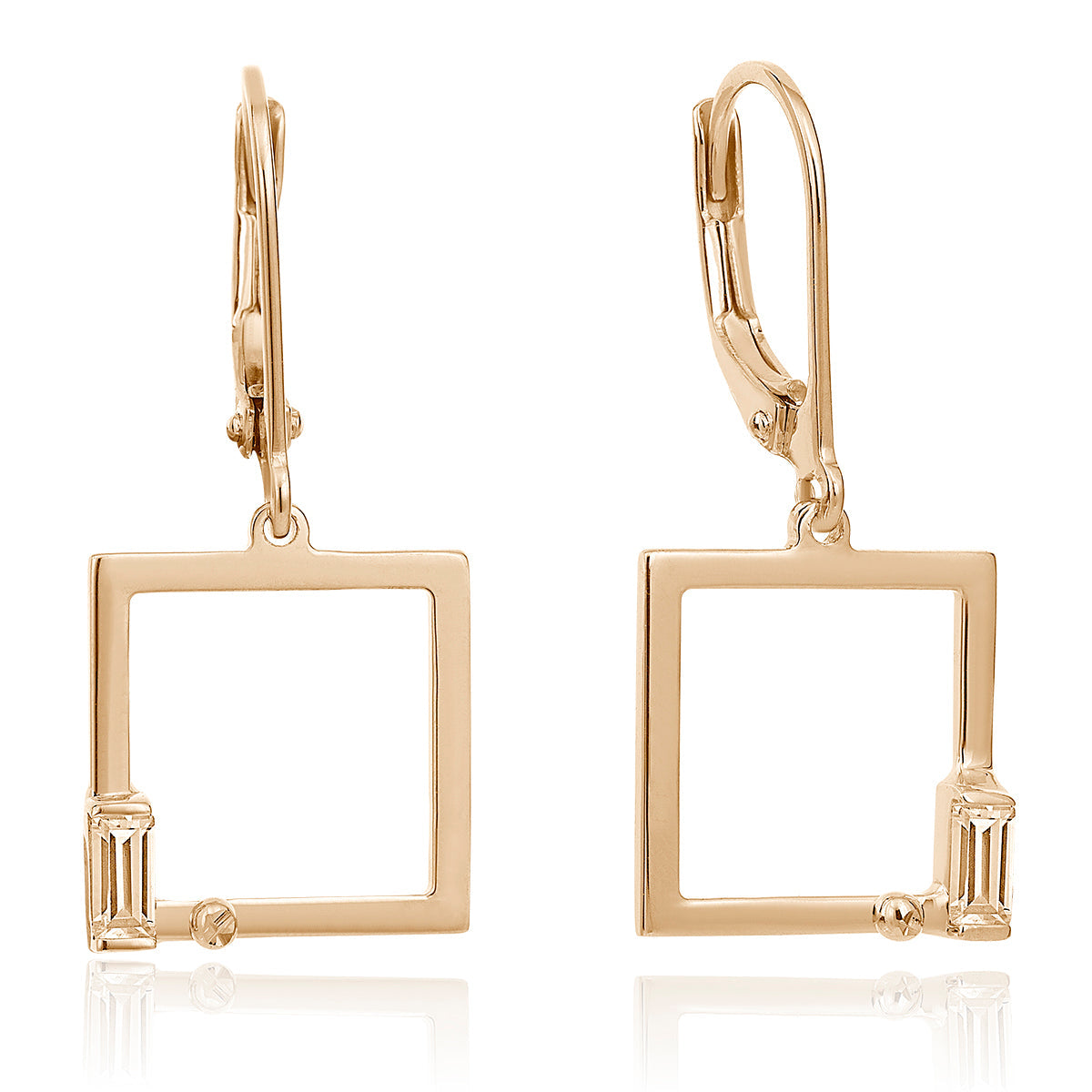 Pendientes Cuadrados Baguette Oro