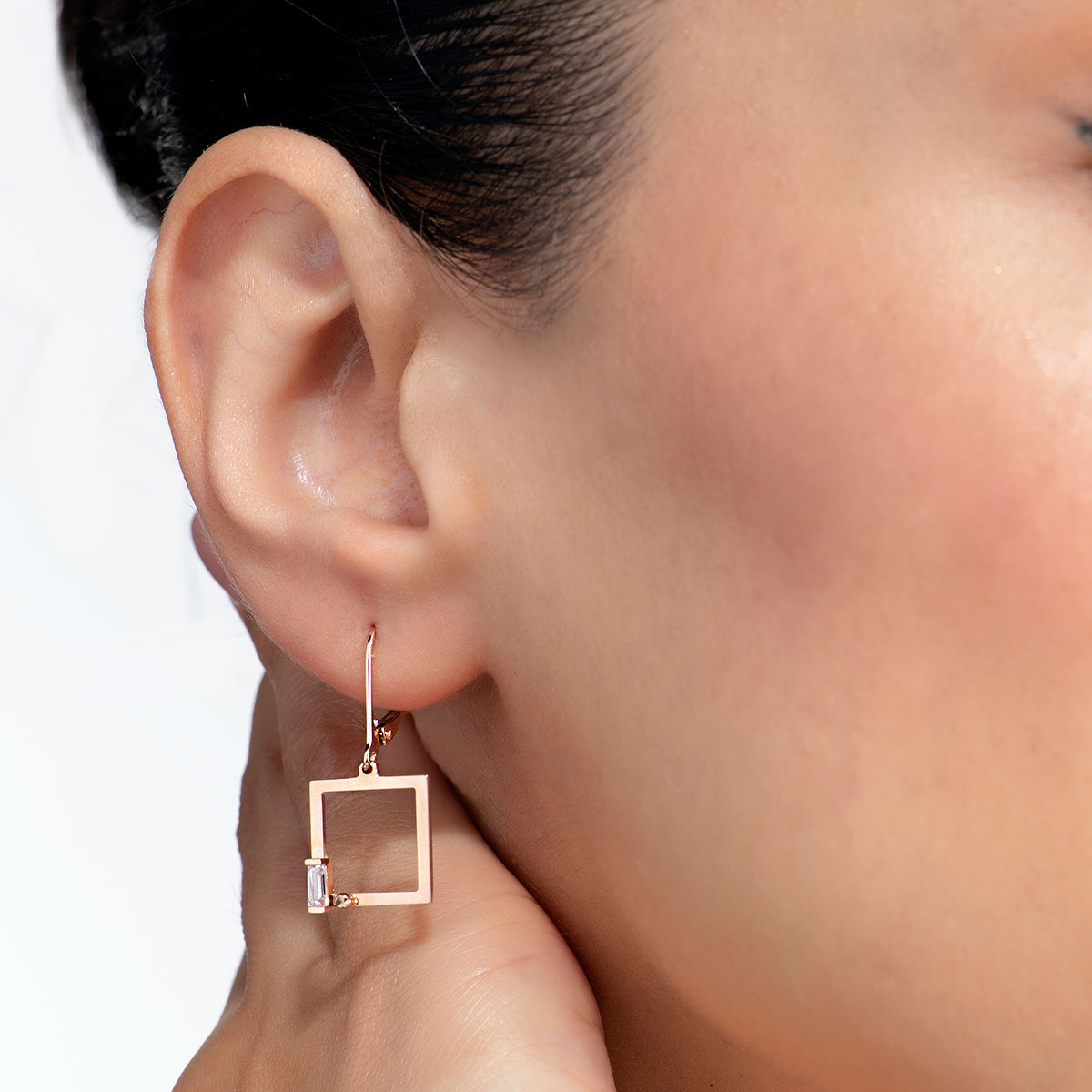 Pendientes Cuadrados Baguette Oro