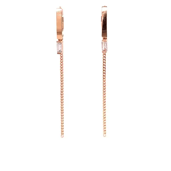 Pendientes colgantes de cadena baguette de oro