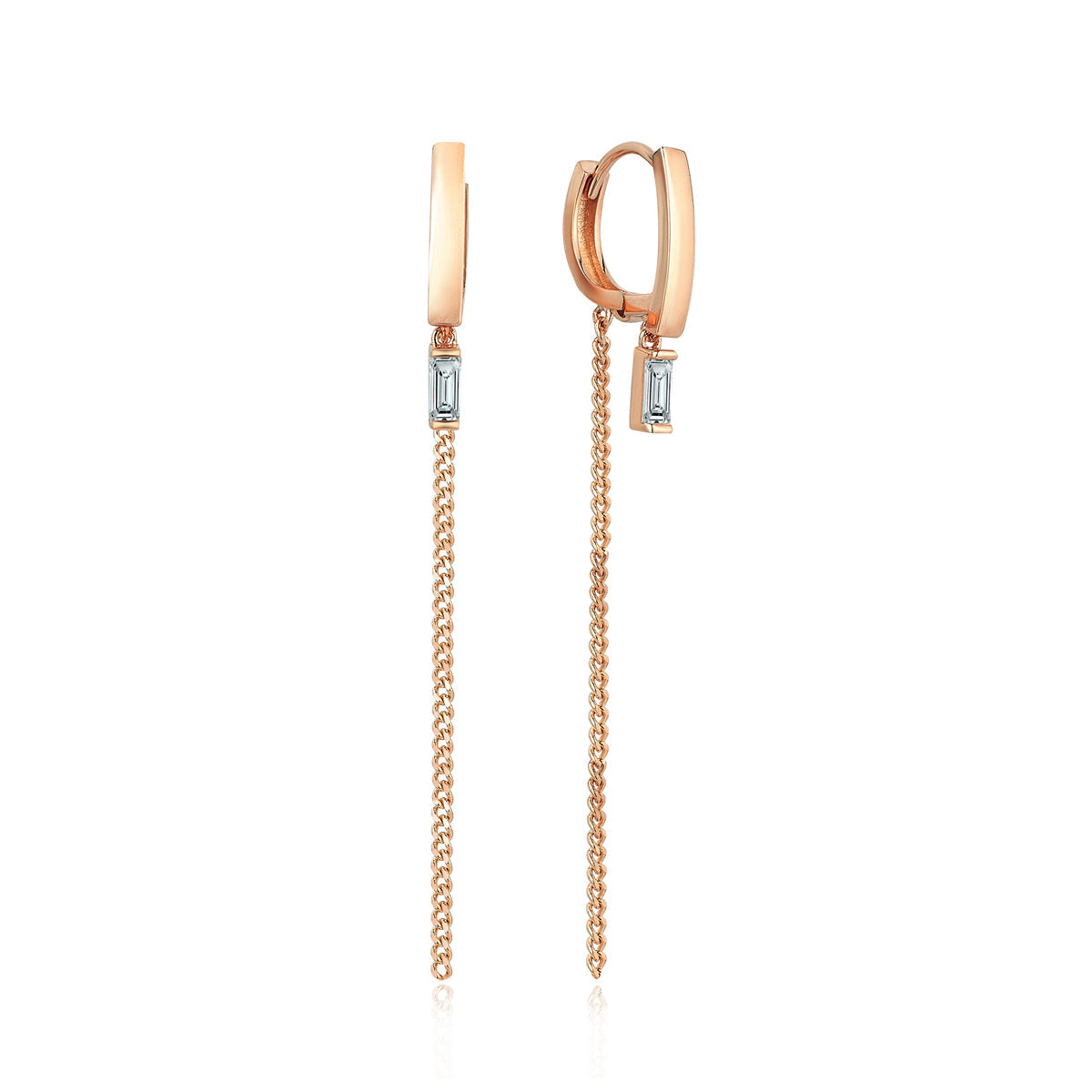 Pendientes colgantes de cadena baguette de oro
