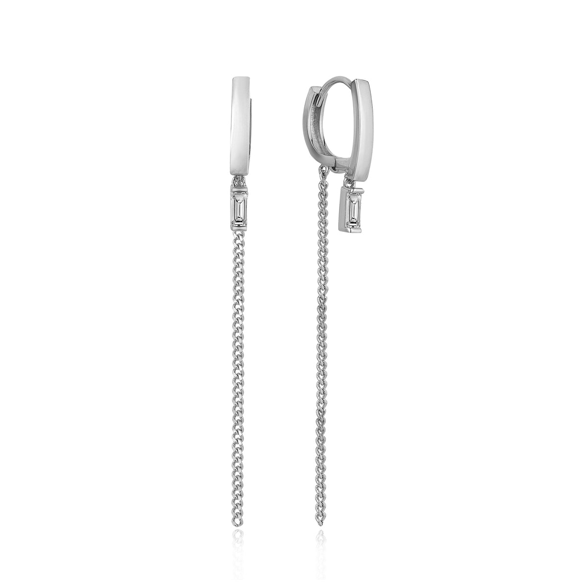 Pendientes colgantes de cadena baguette de oro