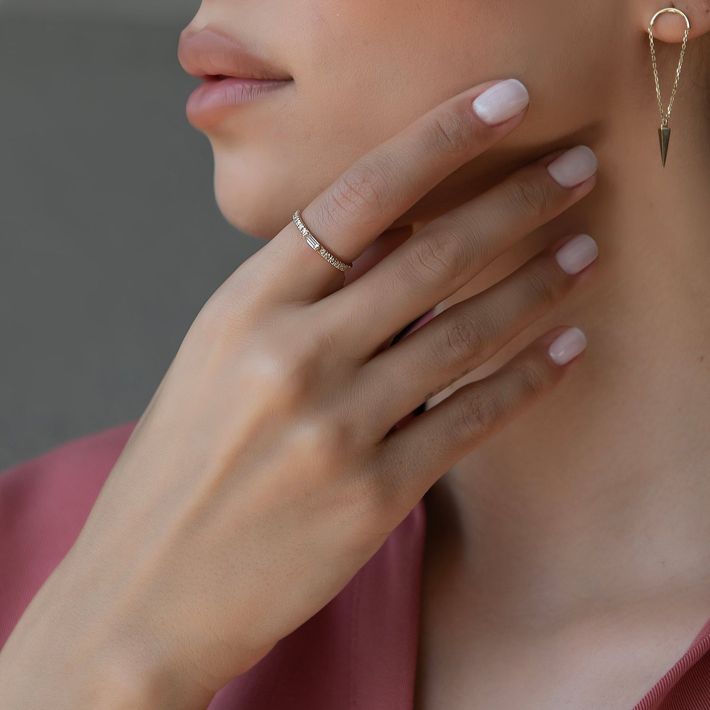 Anillo Media Caña Baguette Oro Focus