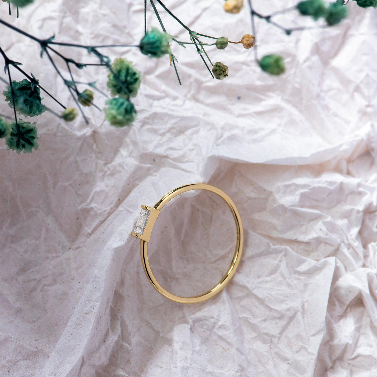 Anillo Media Caña Baguette Oro Negrita