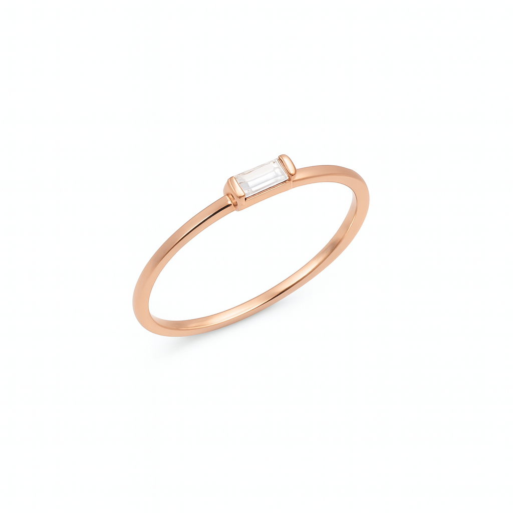 Half Round Baguette Rose Gold Ring Bold