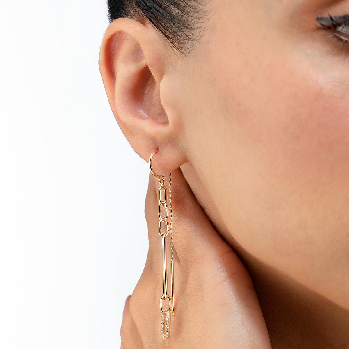 Link Stone Dangle gouden oorbellen