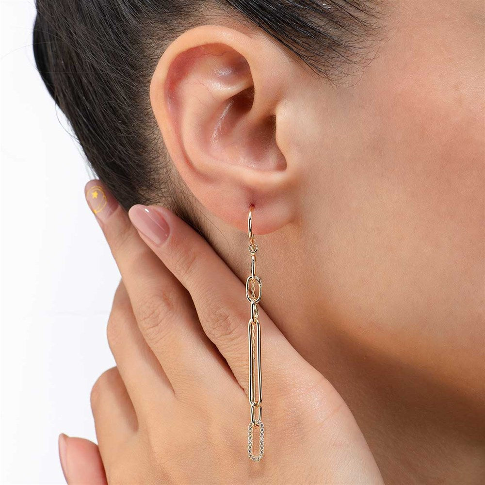 Link Stone Dangle gouden oorbellen