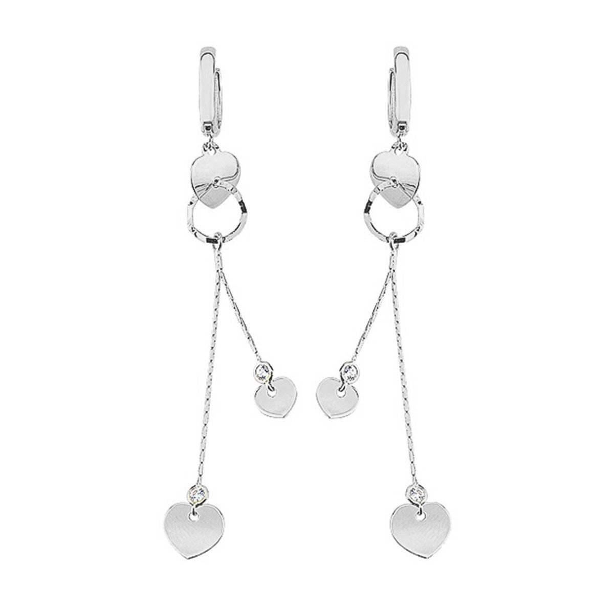Heart Link Dangle Gold Earrings