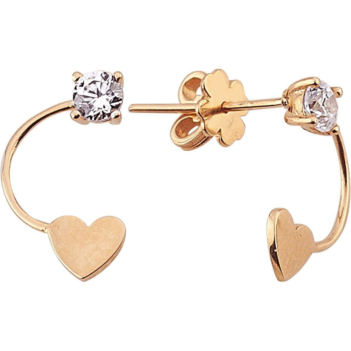Orecchini in oro con abbraccio a cuore