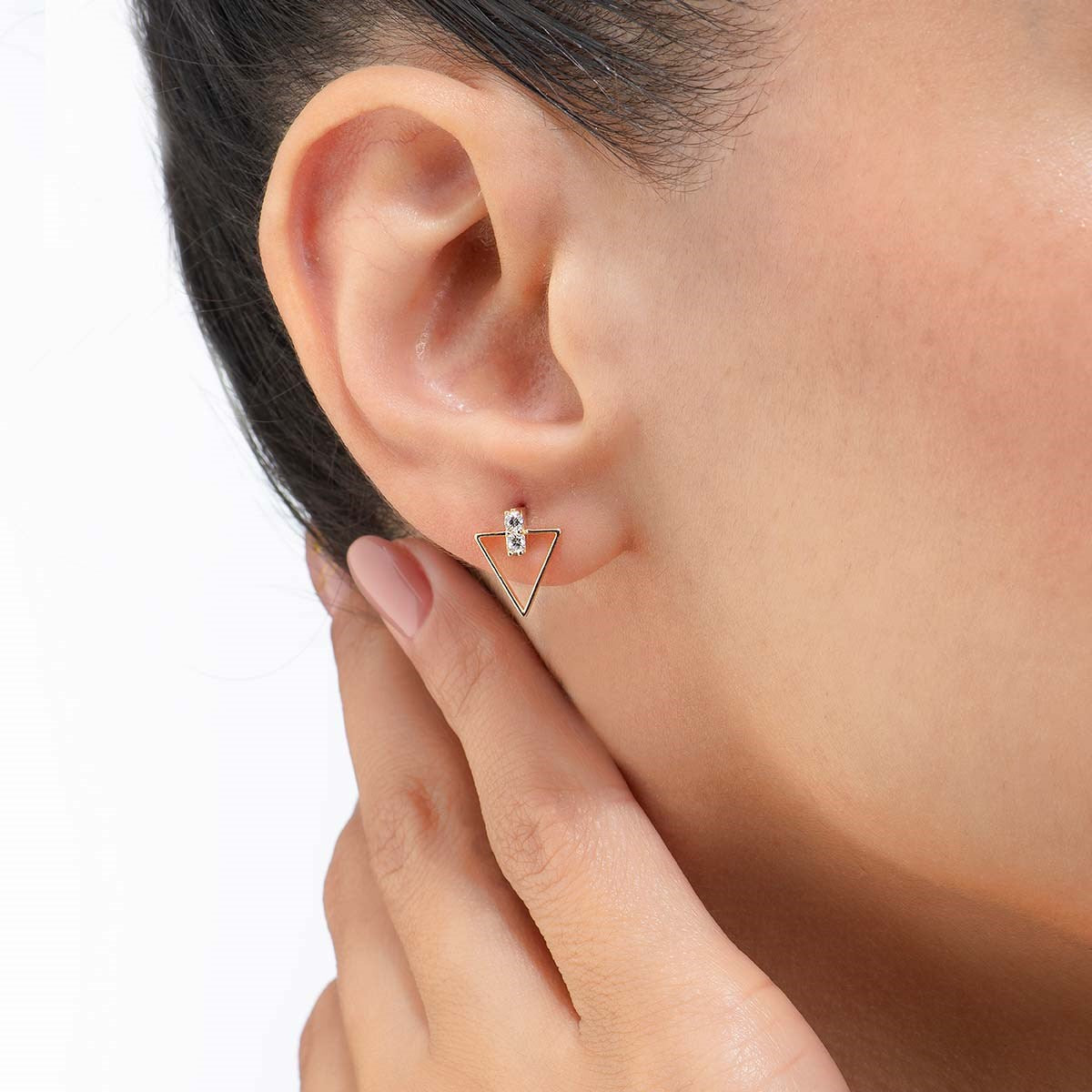 Pendientes Mini Triángulo Piedra Dorada
