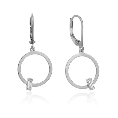 Pendientes Redondos Baguette Oro