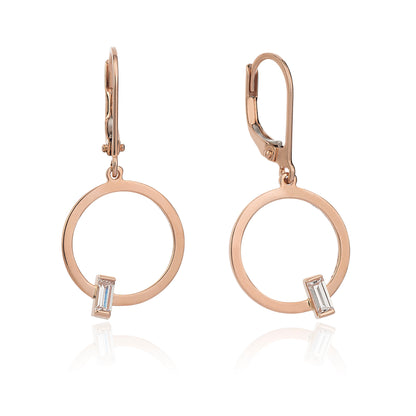 Pendientes Redondos Baguette Oro