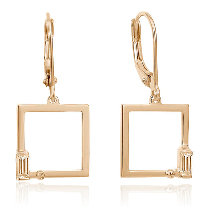 Pendientes Cuadrados Baguette Oro