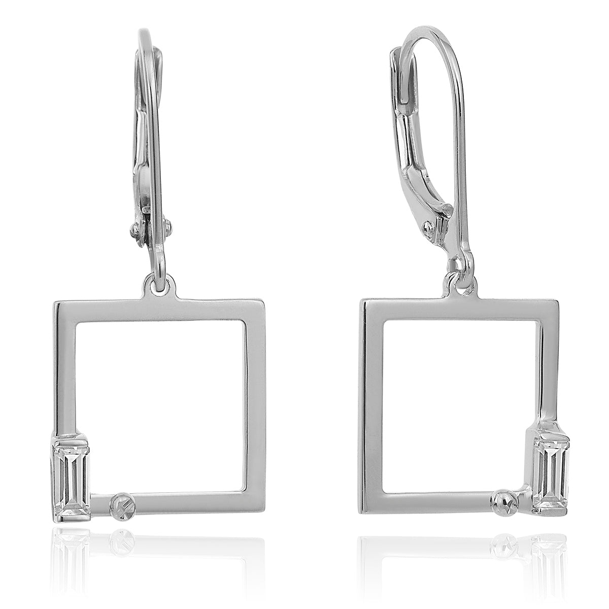 Square Baguette Gold Earrings