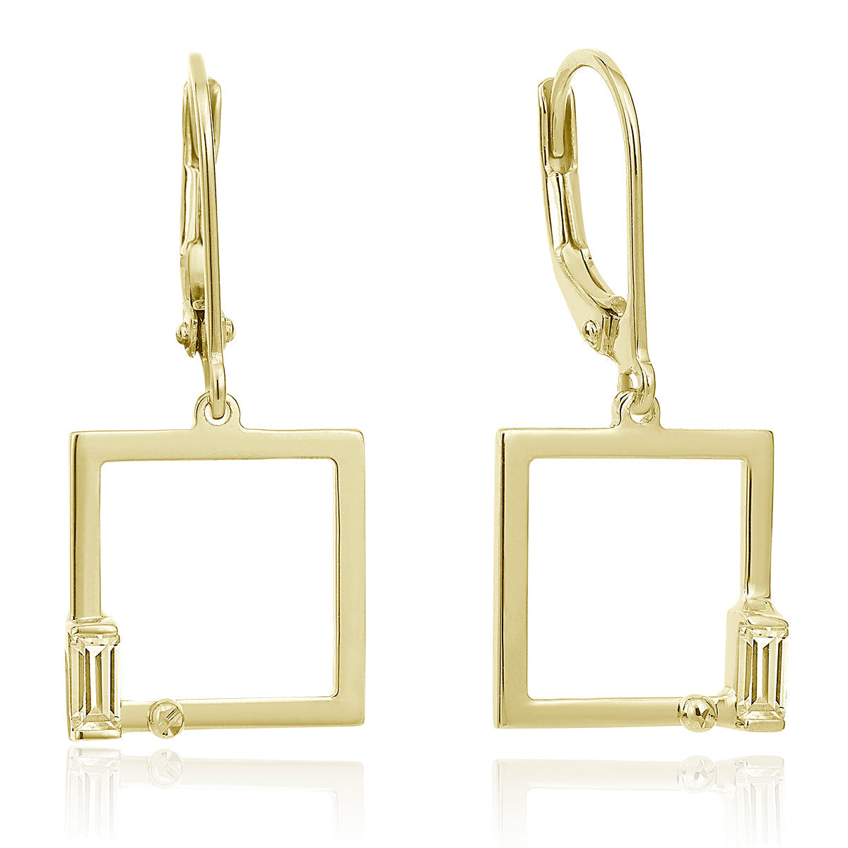 Square Baguette Gold Earrings