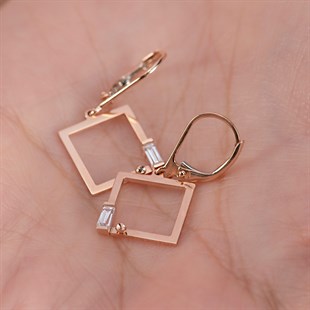 Square Baguette Gold Earrings