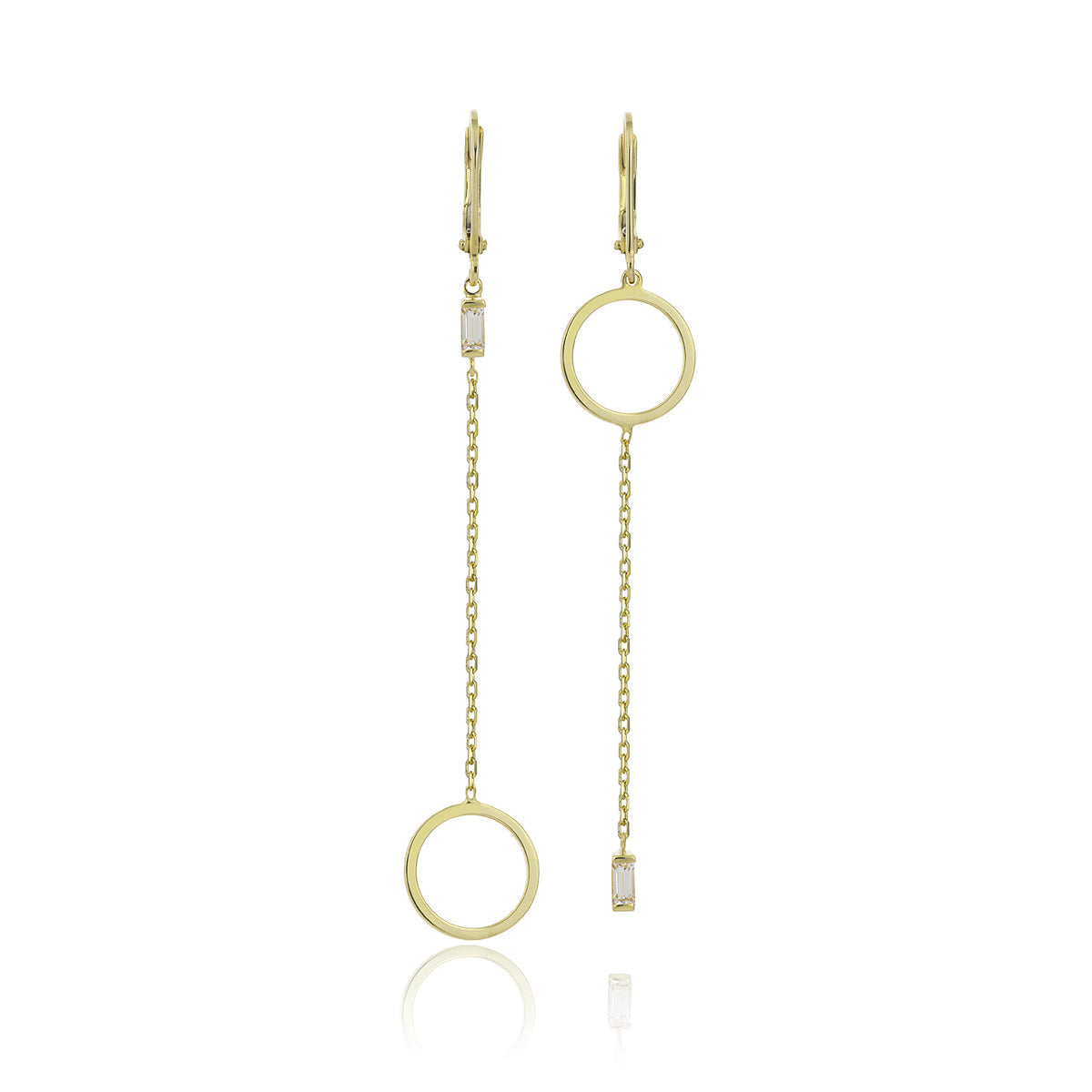 Asymmetrical Baguette Gold Earrings