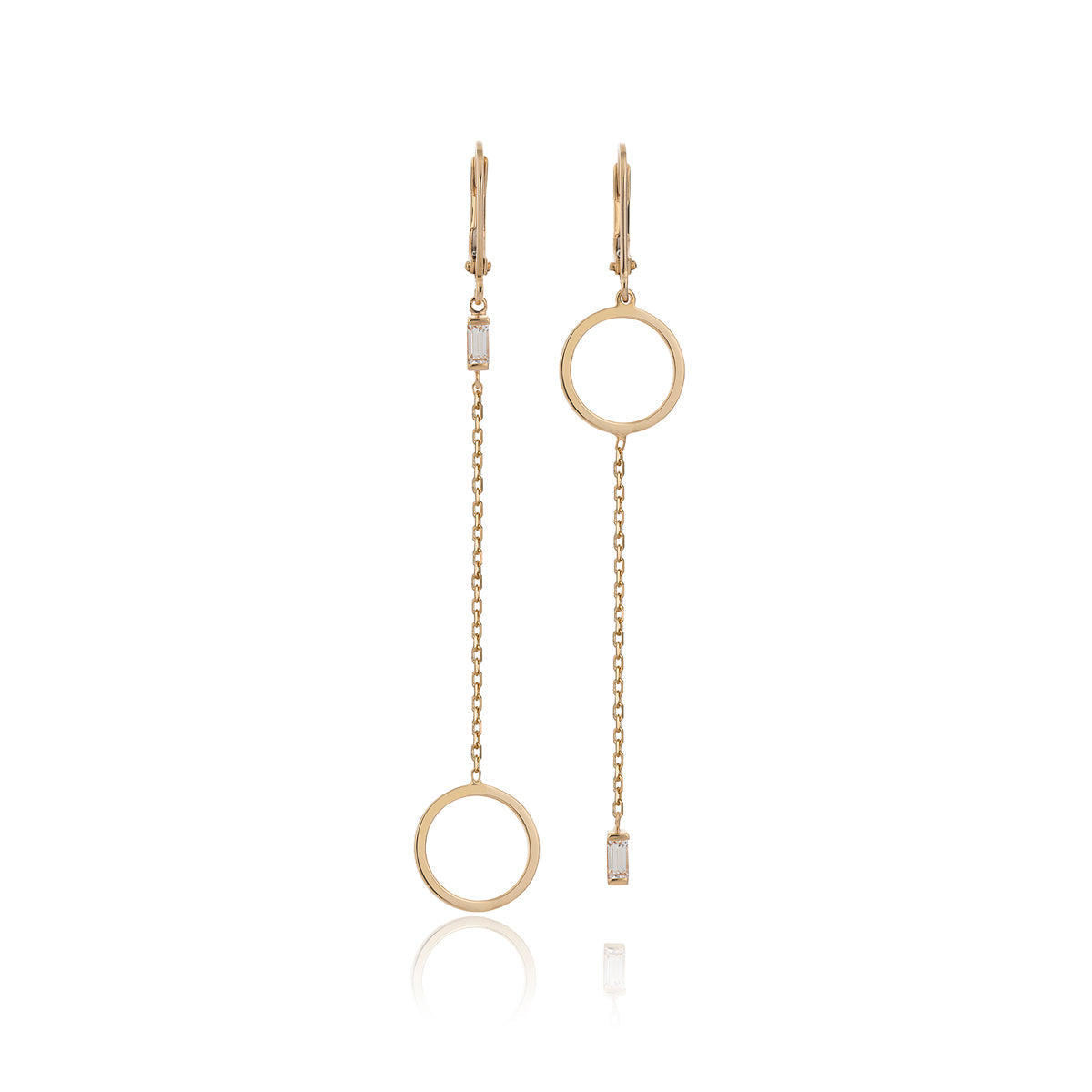 Asymmetrical Baguette Gold Earrings