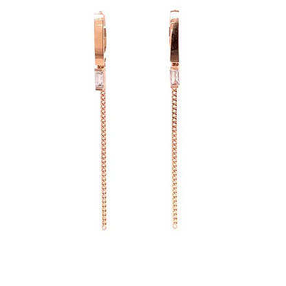 Pendientes colgantes de cadena baguette de oro