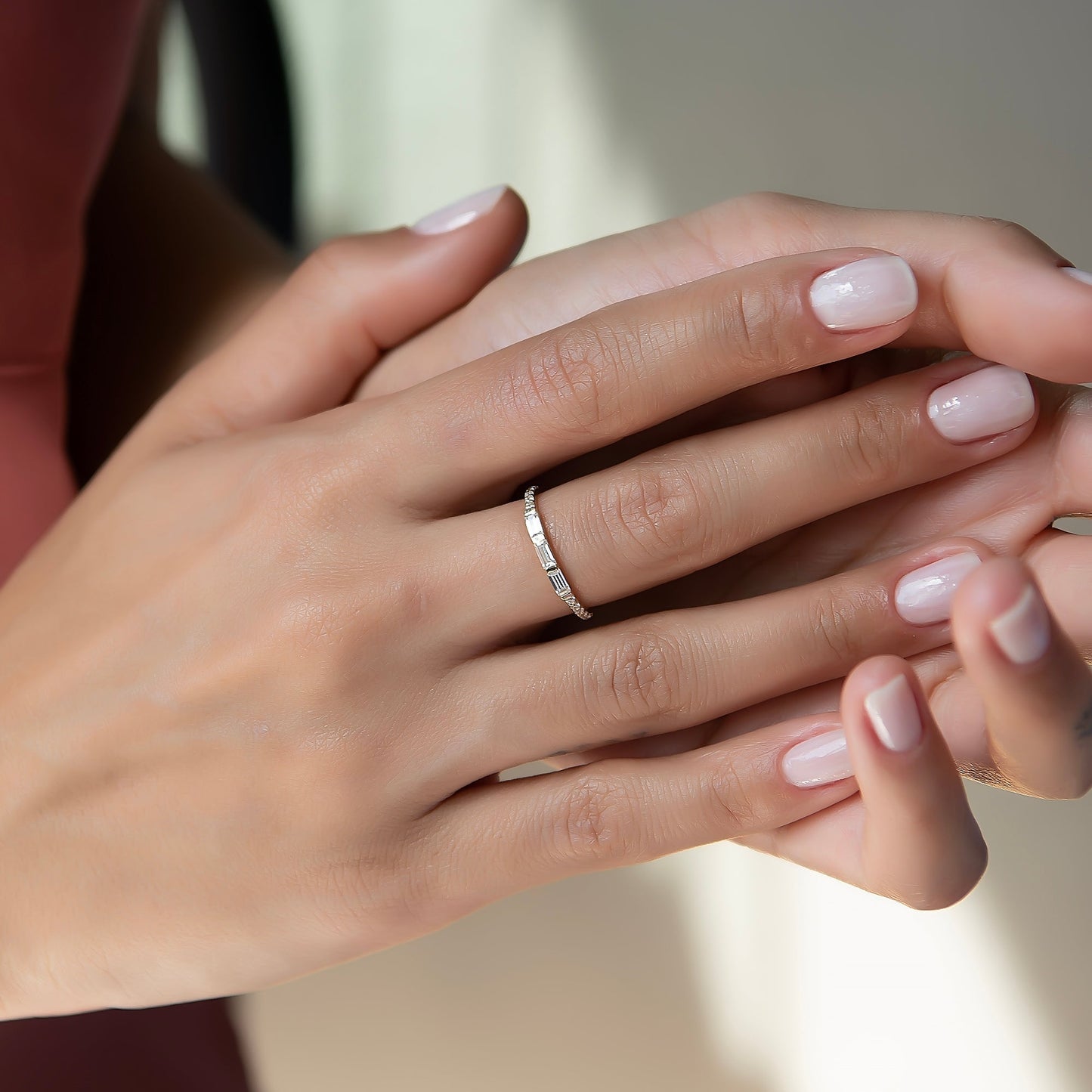 Half Round Baguette Gold Ring Expand