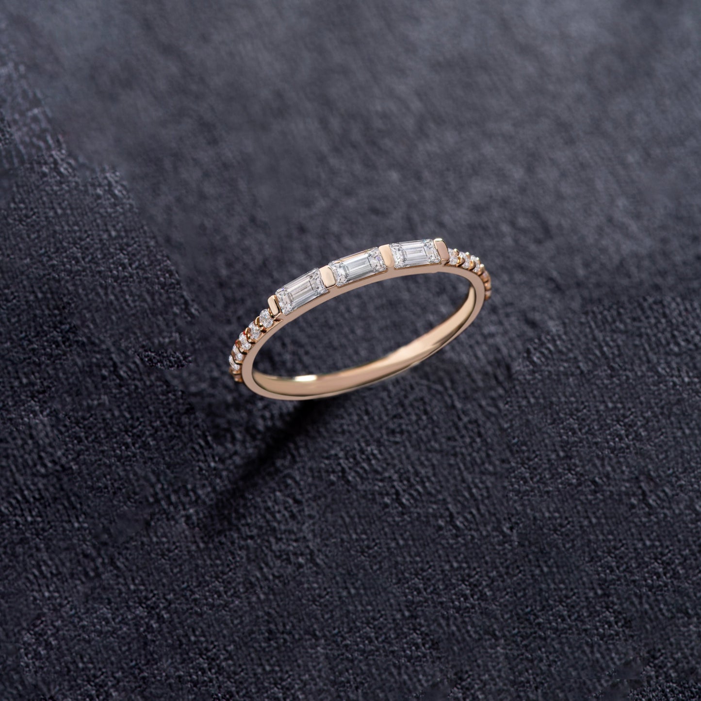 Half Round Baguette Gold Ring Expand