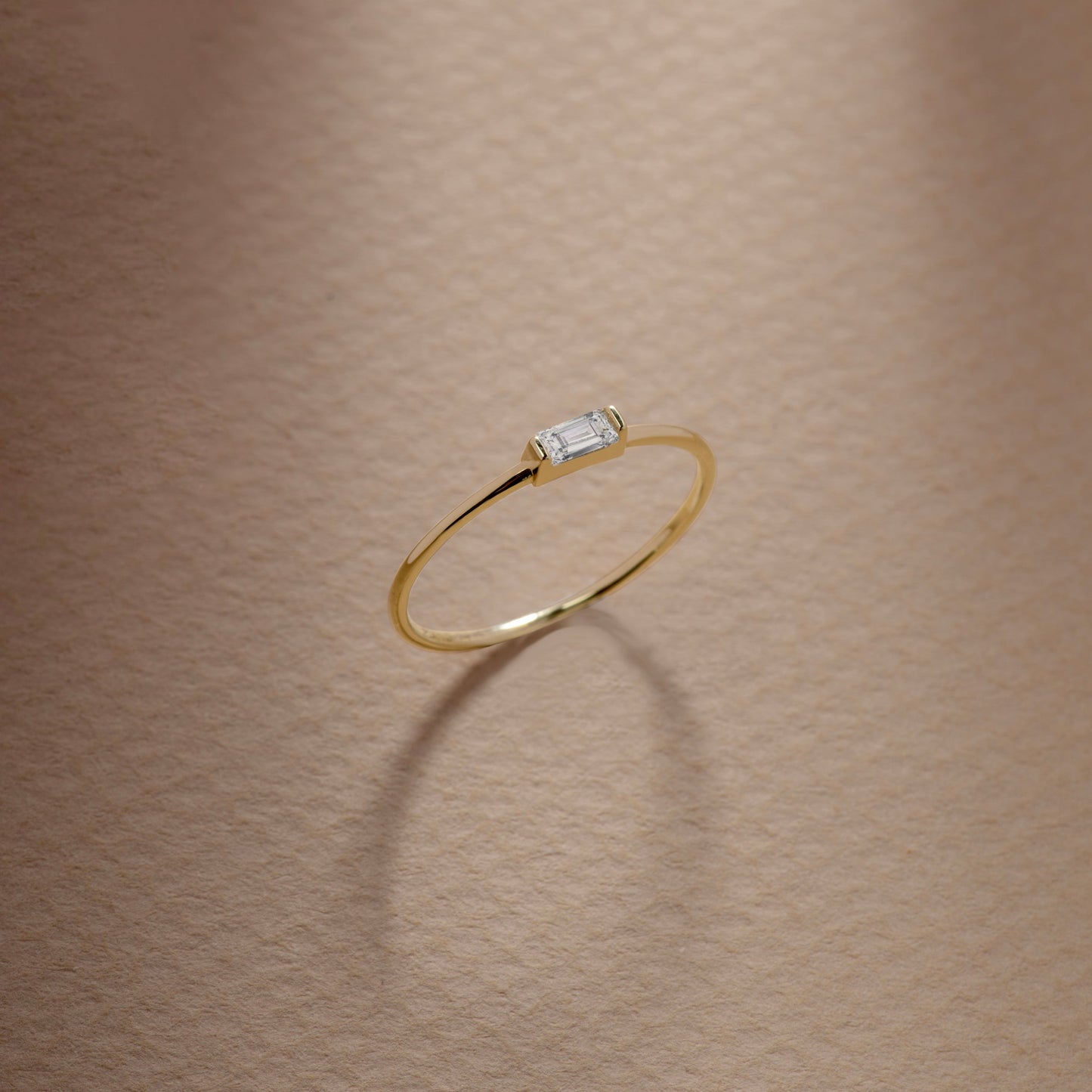 Half Round Baguette Gold Ring Bold