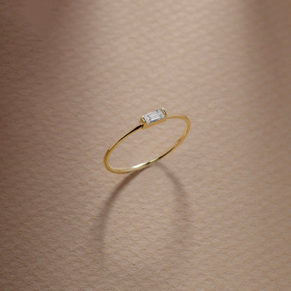 Anillo Media Caña Baguette Oro Negrita