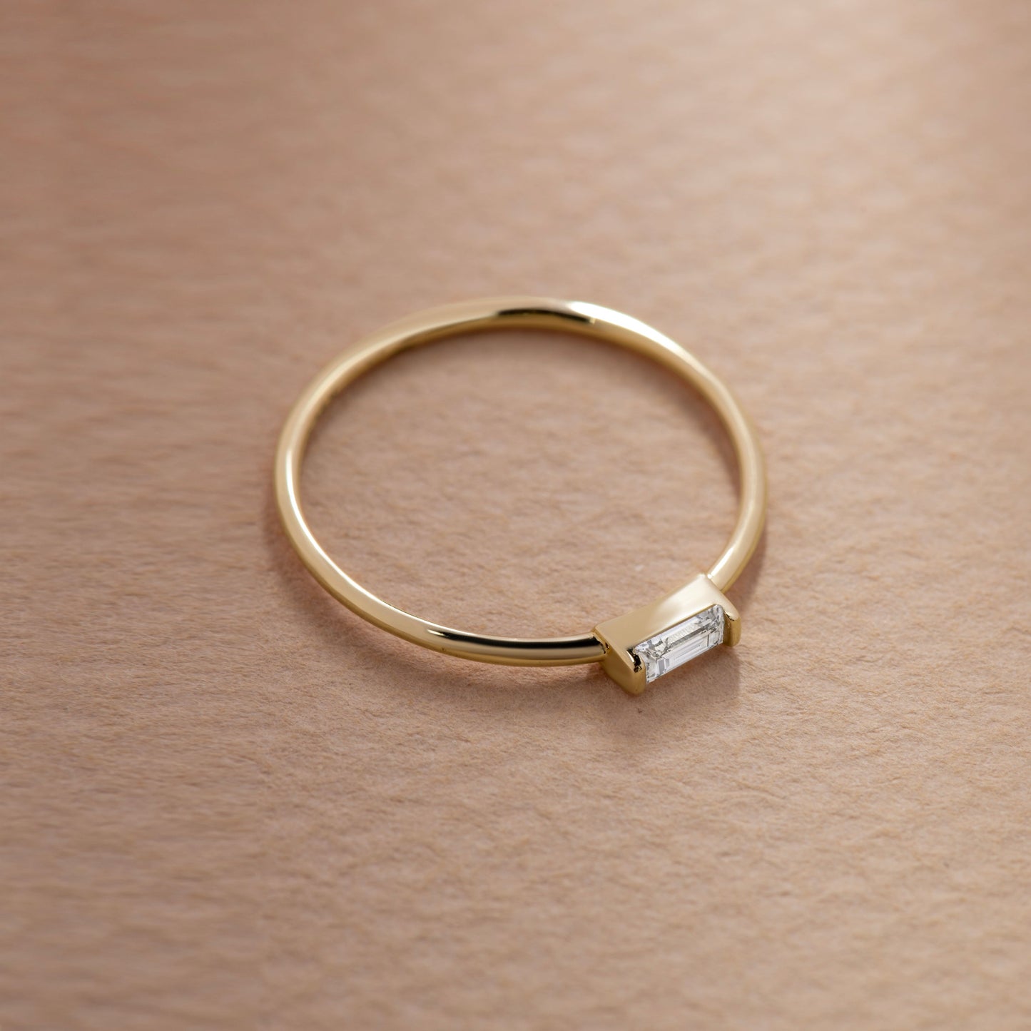 Half Round Baguette Gold Ring Bold