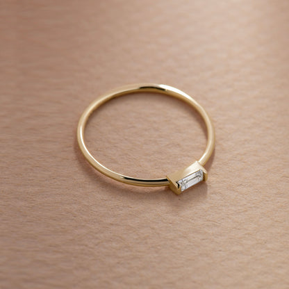 Anillo Media Caña Baguette Oro Negrita