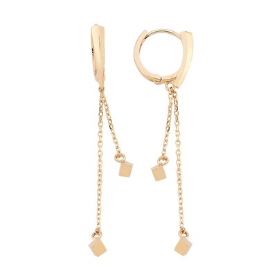 Gravity Shine Cube Gold Earring