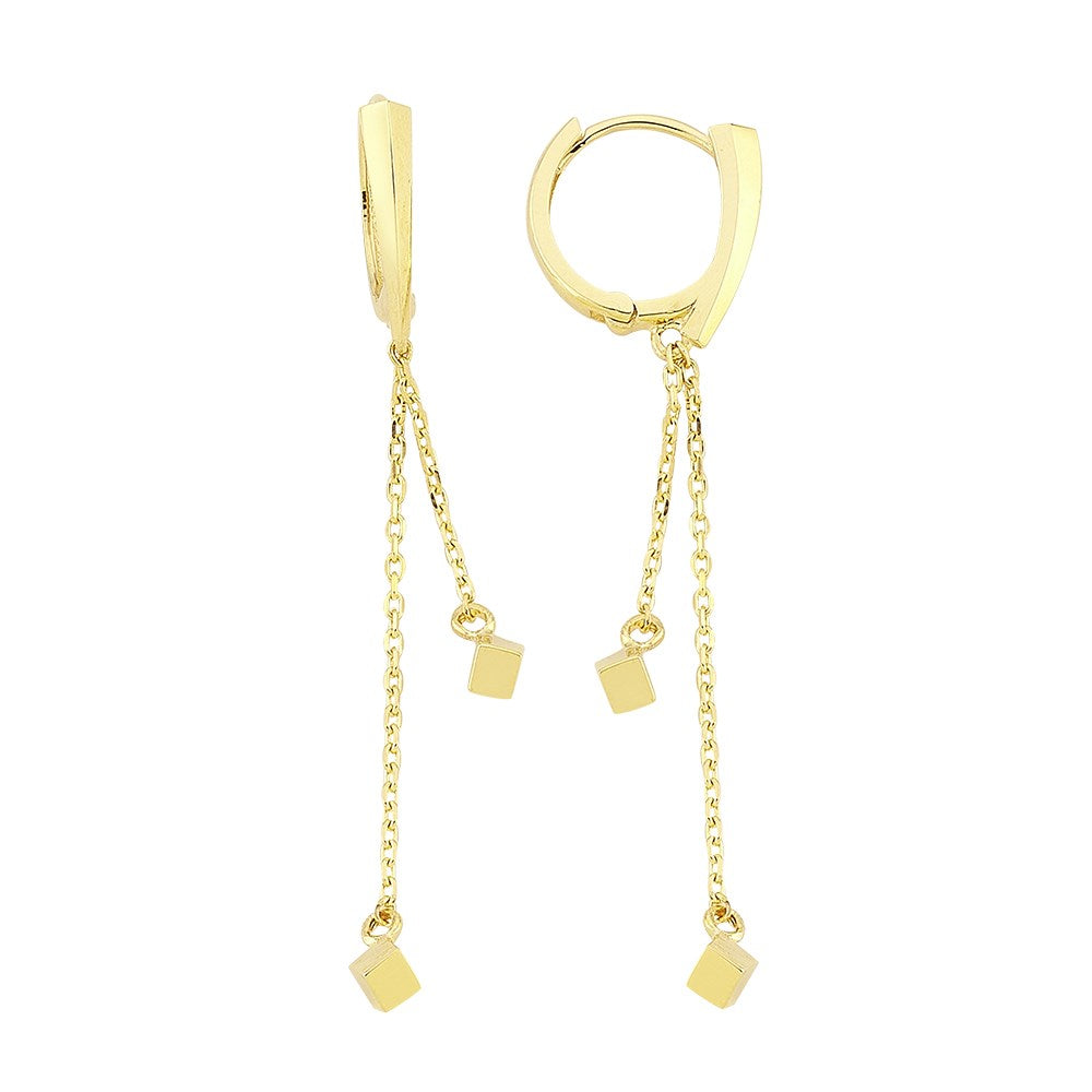 Gravity Shine Cube Gold Earring