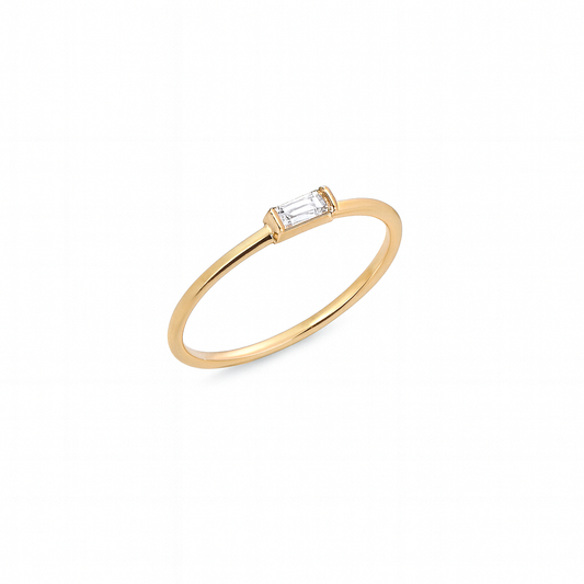 Half Round Baguette Yellow Gold Ring Bold