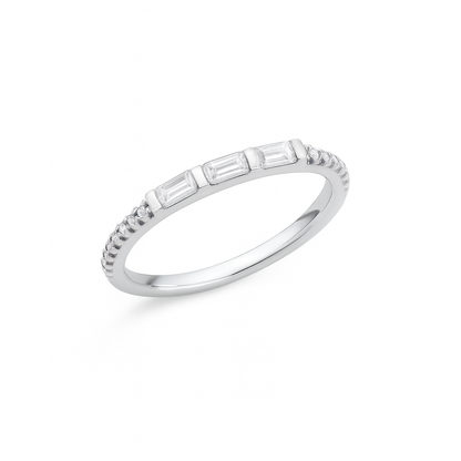 Half Round Baguette White Gold Ring Expand