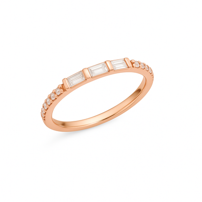 Half Round Baguette White Gold Ring Expand