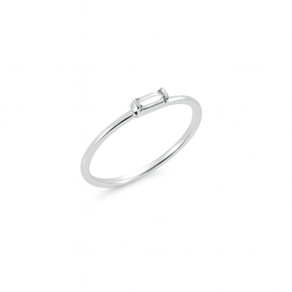Half Round Baguette White Gold Ring Bold