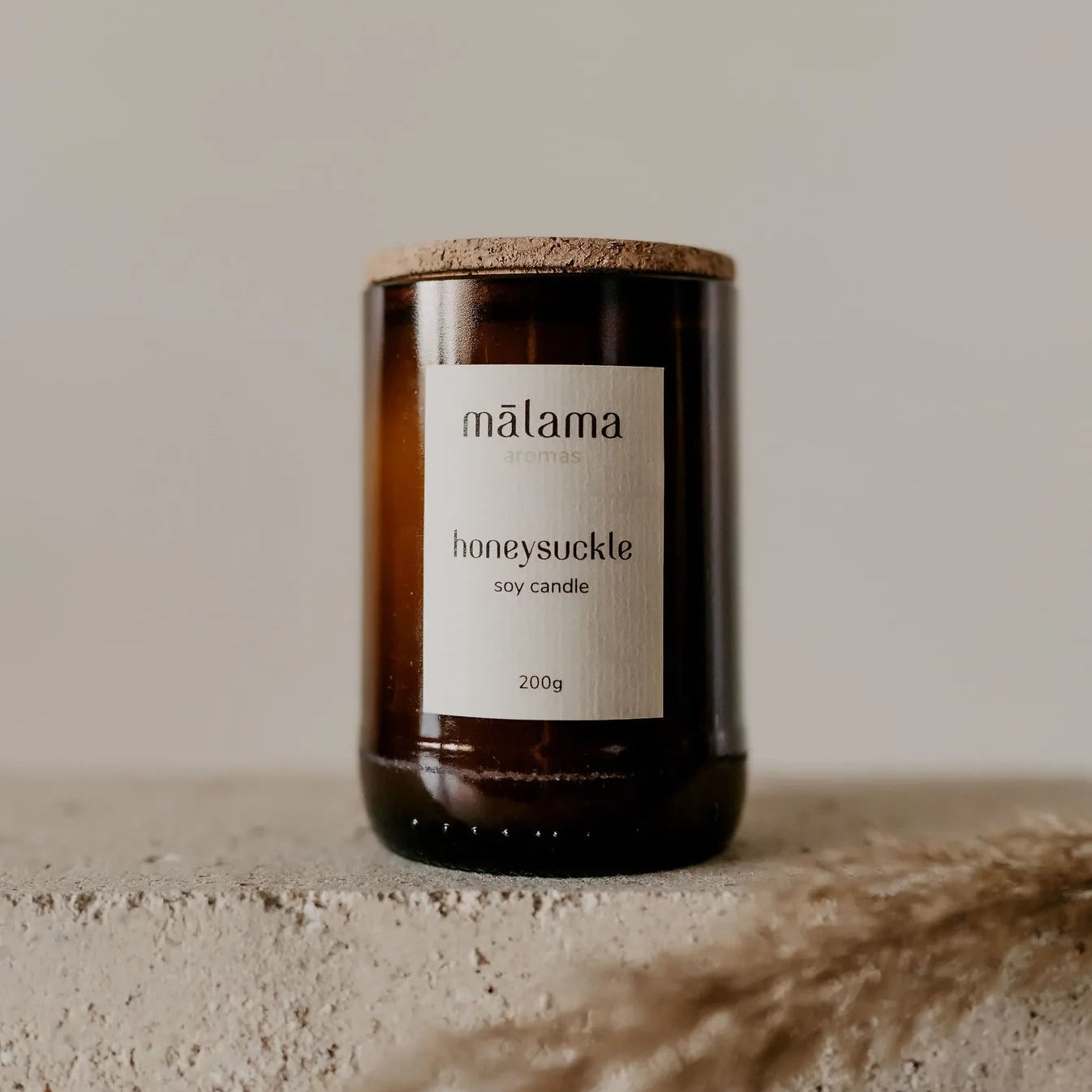 Malama Honeysuckle Soy Candle - Brown Glass