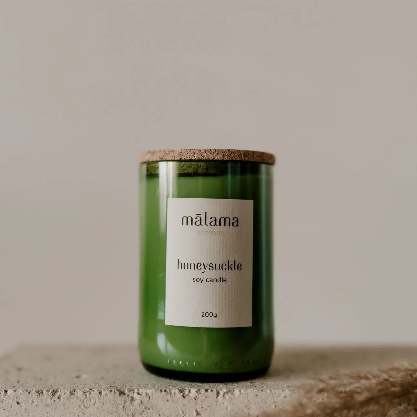 Malama Honeysuckle Soy Candle Green Bottle