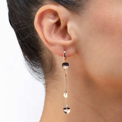 Pendientes colgantes de oro con eslabones de corazón