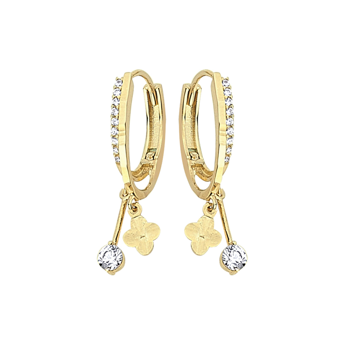 Golden Clover Drop Earrings