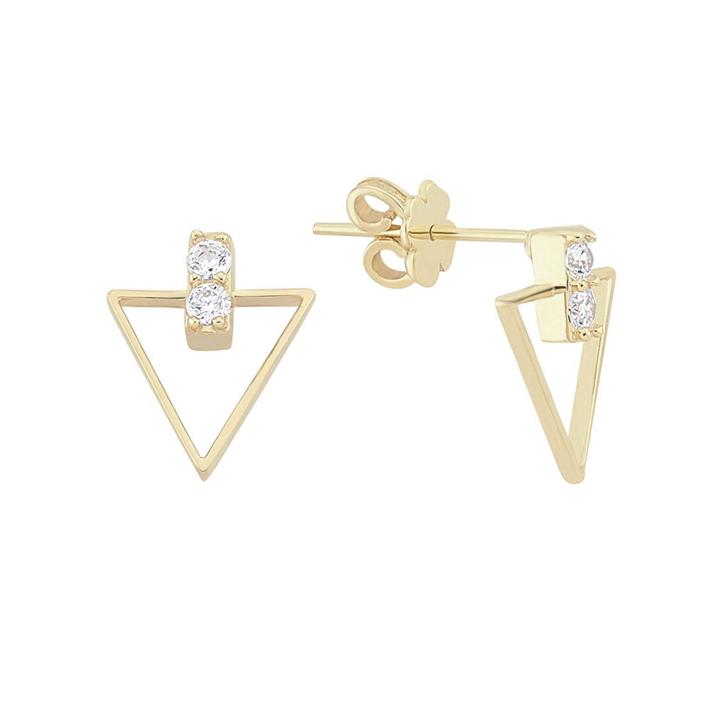 Gold Stone Mini Triangle Earrings