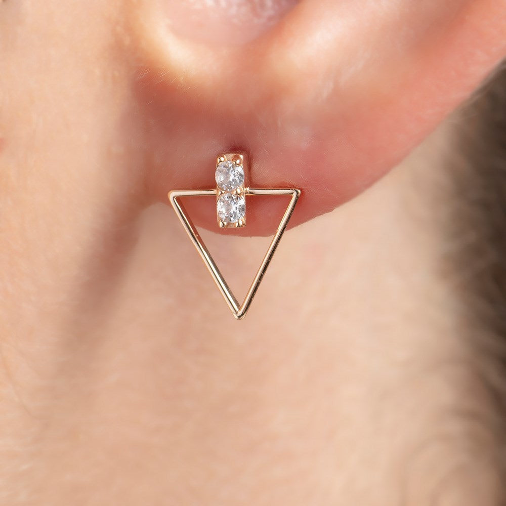 Gold Stone Mini Triangle Earrings