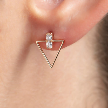 Pendientes Mini Triángulo Piedra Dorada