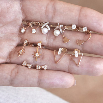 Pendientes Mini Triángulo Piedra Dorada