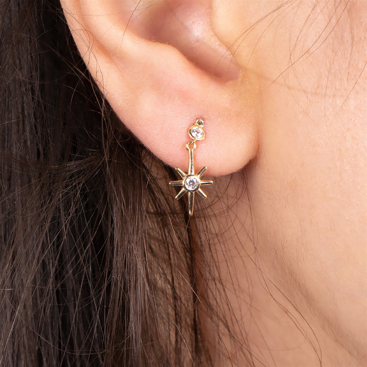 Cabaret Pole Star Gold Earring