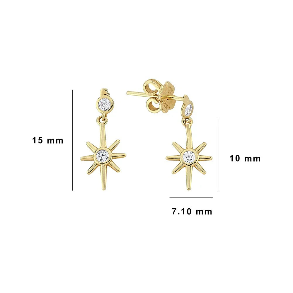 Cabaret Pole Star Gold Earring