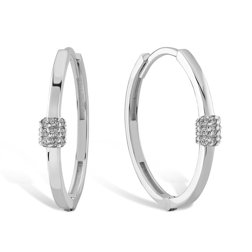 Cabaret White Stone Gold Hoop Earrings