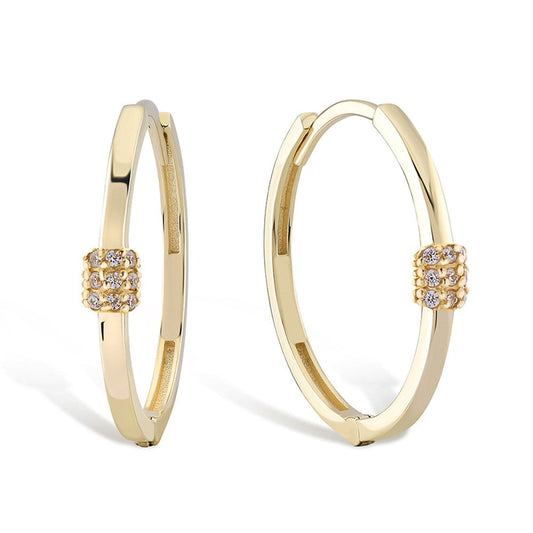 Cabaret White Stone Gold Hoop Earrings