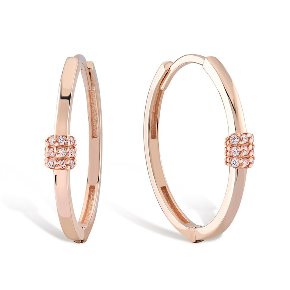 Cabaret White Stone Gold Hoop Earrings