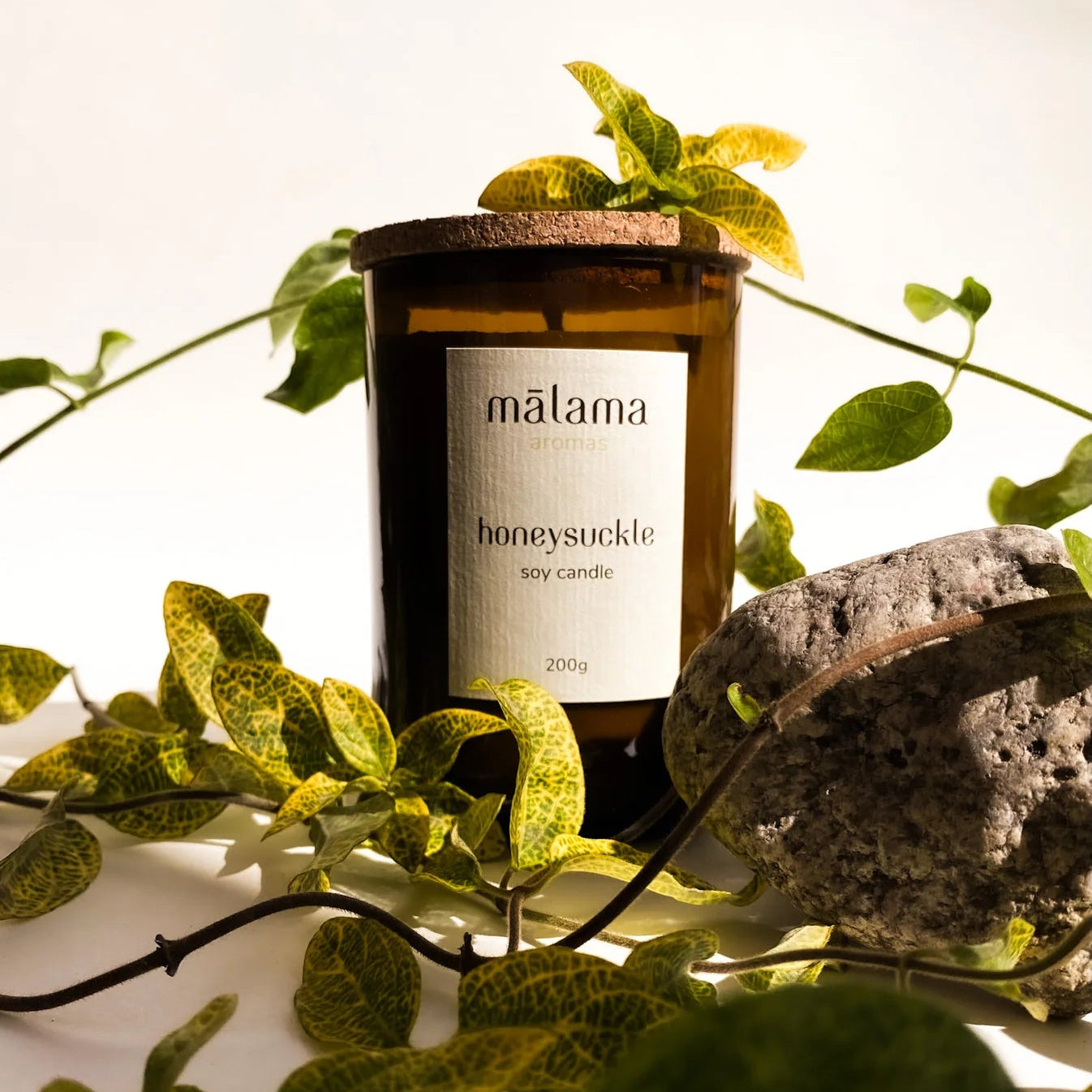 Malama Honeysuckle Soy Candle - Brown Glass